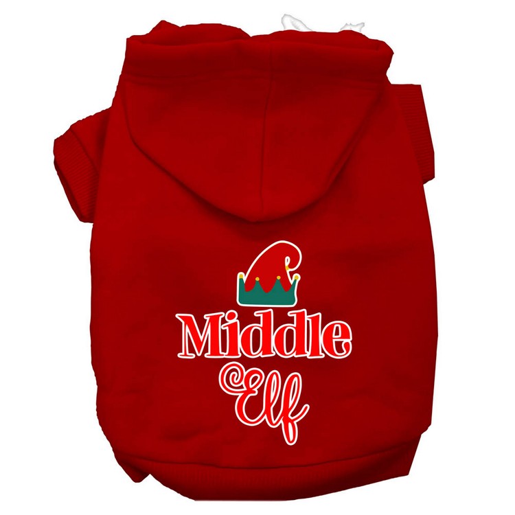 Middle Elf Screen Print Dog Hoodie Red XS